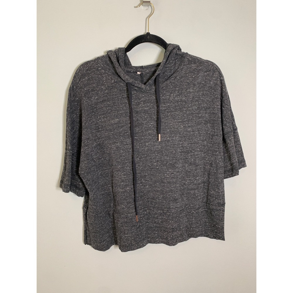 Calia Carrie Underwood Hoodie Women Charcoal Grey Short‎ Sleeve Relaxed